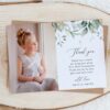Greenery and Gold First Holy Communion Thank You Card, Printable File, Edit Yourself, SH149