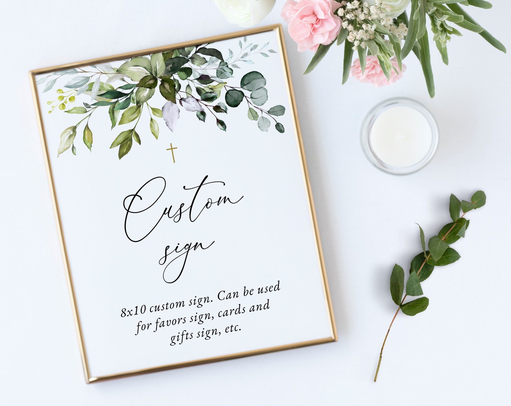 Eucalyptus Leaves Custom Sign, Baptism, First Holy Communion, Printable File, Edit Yourself, SH150 SH151 Eucalyptus Leaves Custom Sign, Baptism, First Holy Communion, Printable File, Edit Yourself, SH150 SH151