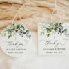 Eucalyptus Leaves Baptism Favor Tags, Gift Tags, Printable File, Edit Yourself, SH150