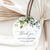 Eucalyptus Leaves Baptism Favor Tags, Gift Tags, Printable File, Edit Yourself, SH150