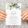Eucalyptus Leaves Baptism Invitation, Baptism Stationery, Printable File, Edit Yourself, SH150