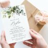 Eucalyptus Leaves Baptism Invitation, Baptism Stationery, Printable File, Edit Yourself, SH150