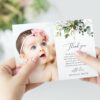 Eucalyptus Leaves Baptism Thank You Card, Baptism Stationery, Printable File, Edit Yourself, SH150 Eucalyptus Leaves Baptism Thank You Card, Baptism Stationery, Printable File, Edit Yourself, SH150