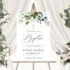 Eucalyptus Leaves Welcome Sign, Baptism Sign, Printable File, Edit Yourself, SH150