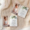 Eucalyptus Leaves First Holy Communion Thank You Card, Printable File, Edit Yourself, SH151