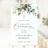 Eucalyptus Leaves Welcome Sign, First Holy Communion Sign, Printable File, Edit Yourself, SH151