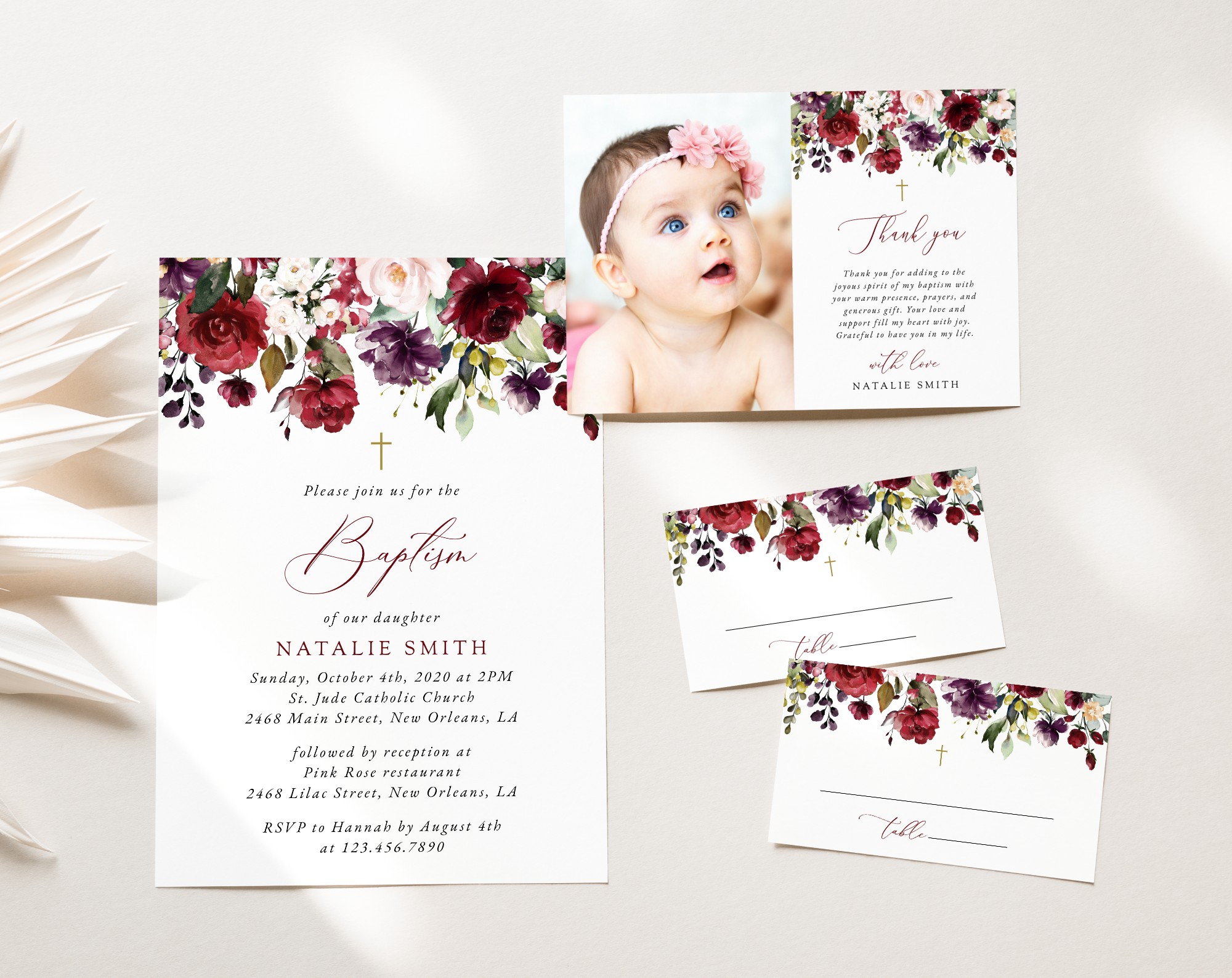SH152 Burgundy, Purple and Blush Flowers Baptism Shop by Collection SH152 Burgundy, Purple and Blush Flowers Baptism Shop by Collection