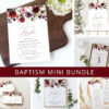 Burgundy, Purple and Blush Flowers Baptism Mini Bundle, Printable File, Edit Yourself, SH152
