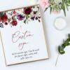 Burgundy, Purple and Blush Flowers Custom Sign, Baptism, First Holy Communion, Printable File, Edit Yourself, SH152 SH153