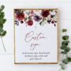 Burgundy, Purple and Blush Flowers Custom Sign, Baptism, First Holy Communion, Printable File, Edit Yourself, SH152 SH153