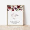 Burgundy, Purple and Blush Flowers Custom Sign, Baptism, First Holy Communion, Printable File, Edit Yourself, SH152 SH153