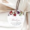 Burgundy, Purple and Blush Flowers Baptism Favor Tags, Gift Tags, Printable File, Edit Yourself, SH152