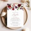 Burgundy, Purple and Blush Flowers Baptism Invitation, Baptism Stationery, Printable File, Edit Yourself, SH152