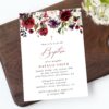 Burgundy, Purple and Blush Flowers Baptism Invitation, Baptism Stationery, Printable File, Edit Yourself, SH152