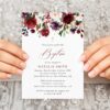 Burgundy, Purple and Blush Flowers Baptism Invitation, Baptism Stationery, Printable File, Edit Yourself, SH152