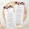 Burgundy, Purple and Blush Flowers Menu, Baptism, First Holy Communion, Printable File, Edit Yourself, SH152 SH153