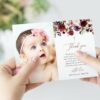 Burgundy, Purple and Blush Flowers Baptism Thank You Card, Baptism Stationery, Printable File, Edit Yourself, SH152 Burgundy, Purple and Blush Flowers Baptism Thank You Card, Baptism Stationery, Printable File, Edit Yourself, SH152