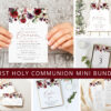 Burgundy, Purple and Blush Flowers First Holy Communion Mini Bundle, Printable File, Edit Yourself, SH153 Burgundy, Purple and Blush Flowers First Holy Communion Mini Bundle, Printable File, Edit Yourself, SH153