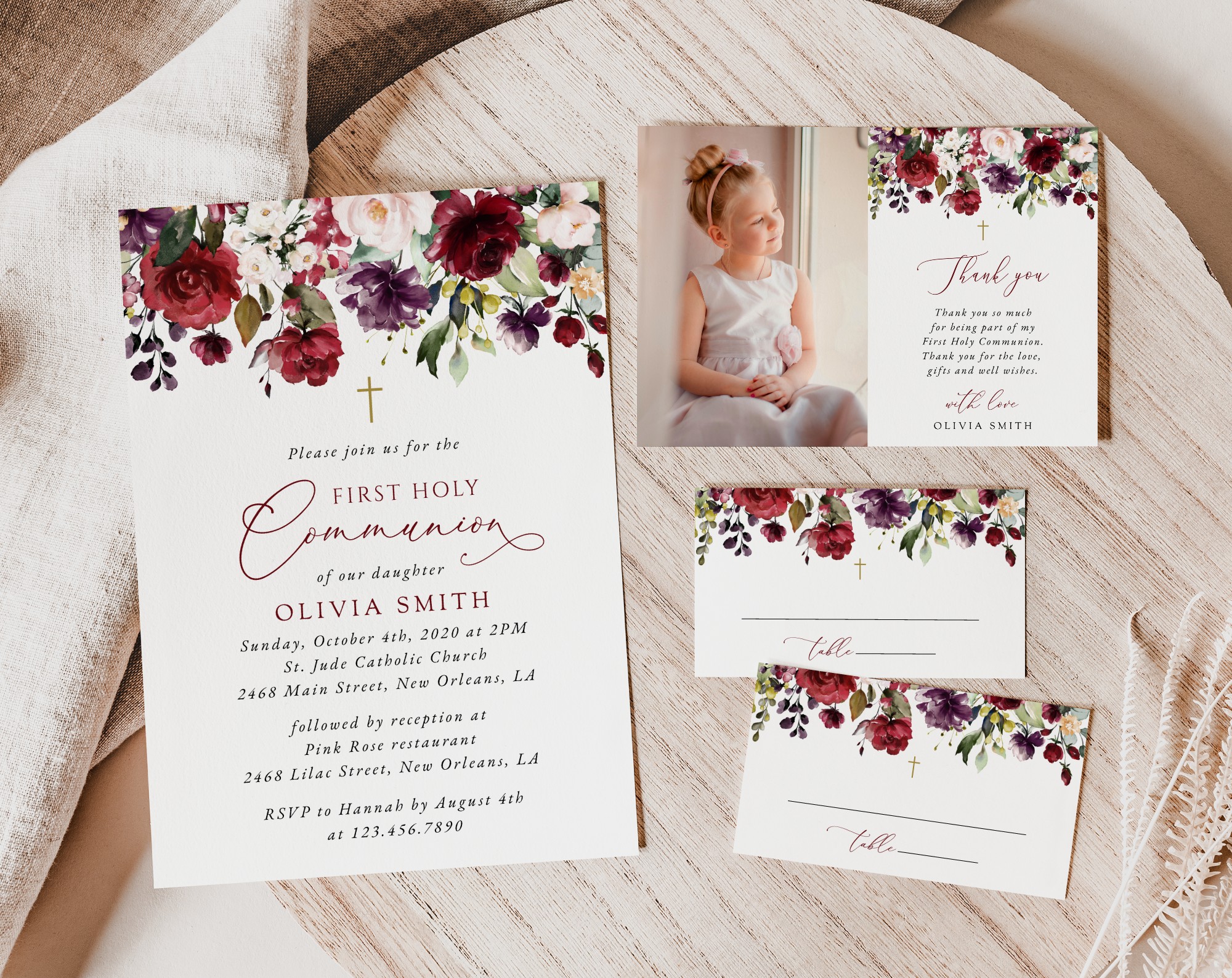 SH153 Burgundy, Purple and Blush Flowers First Holy Communion Shop by Collection SH153 Burgundy, Purple and Blush Flowers First Holy Communion Shop by Collection