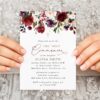 Burgundy, Purple and Blush Flowers First Holy Communion Invitation, Printable File, Edit Yourself, SH153