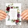 Burgundy, Purple and Blush Flowers First Holy Communion Invite, Printable File, Edit Yourself, SH153