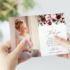Burgundy, Purple and Blush Flowers First Holy Communion Thank You Card, Printable File, Edit Yourself, SH153