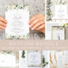Cream White Flowers Baptism Mini Bundle, Printable File, Edit Yourself, SH154