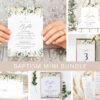 Cream White Flowers Baptism Mini Bundle, Printable File, Edit Yourself, SH154