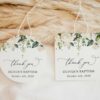 Cream White Flowers Baptism Favor Tags, Gift Tags, Printable File, Edit Yourself, SH154