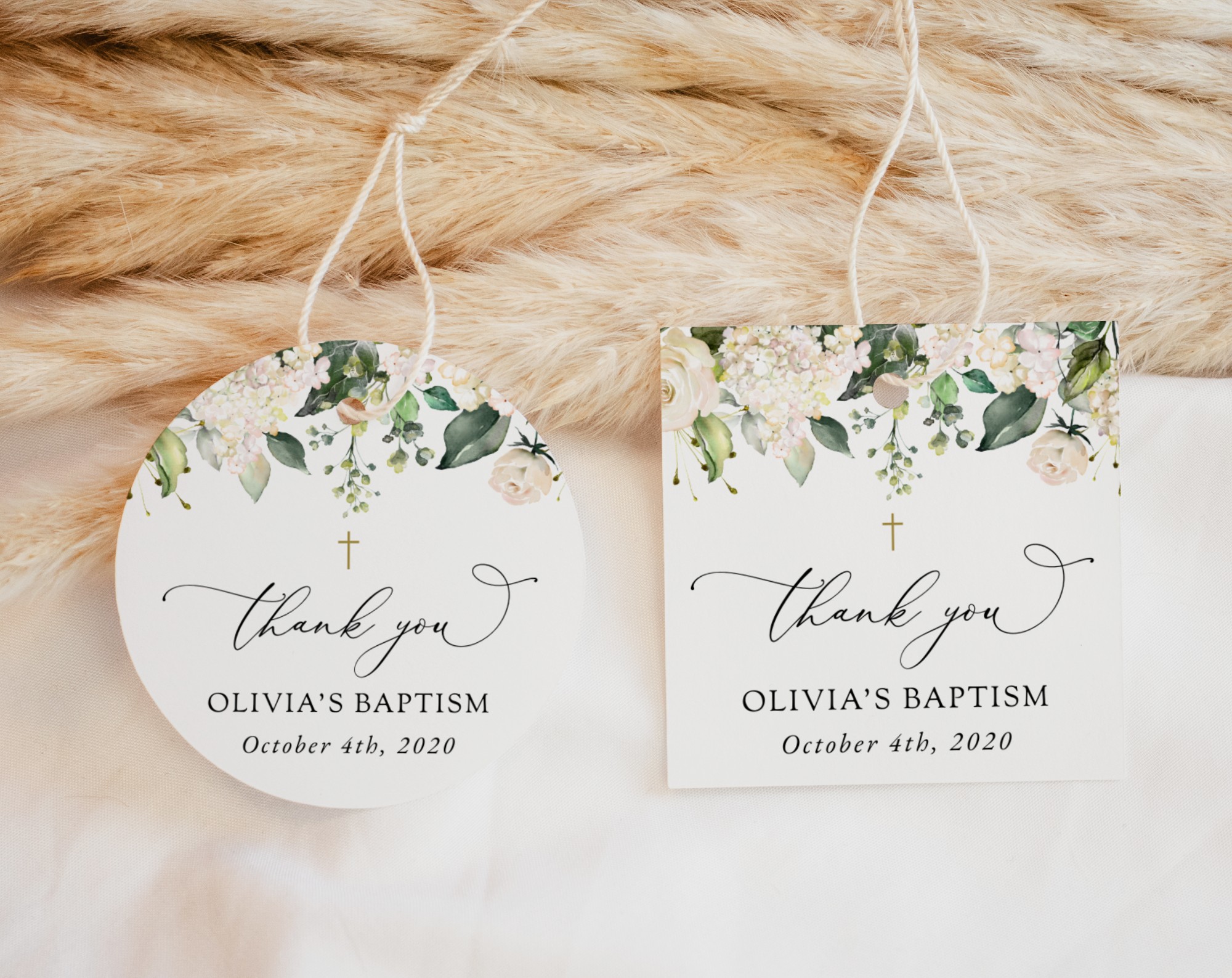 Cream White Flowers Baptism Favor Tags, Gift Tags, Printable File, Edit Yourself, SH154 Cream White Flowers Baptism Favor Tags, Gift Tags, Printable File, Edit Yourself, SH154