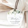 Cream White Flowers Baptism Favor Tags, Gift Tags, Printable File, Edit Yourself, SH154