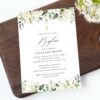 Cream White Flowers Baptism Invitation, Baptism Stationery, Printable File, Edit Yourself, SH154 Cream White Flowers Baptism Invitation, Baptism Stationery, Printable File, Edit Yourself, SH154