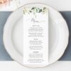Cream White Flowers Menu, Baptism, First Holy Communion, Printable File, Edit Yourself, SH154 SH155