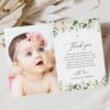 Cream White Flowers Baptism Thank You Card, Baptism Stationery, Printable File, Edit Yourself, SH154 Cream White Flowers Baptism Thank You Card, Baptism Stationery, Printable File, Edit Yourself, SH154