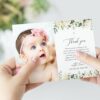 Cream White Flowers Baptism Thank You Card, Baptism Stationery, Printable File, Edit Yourself, SH154 Cream White Flowers Baptism Thank You Card, Baptism Stationery, Printable File, Edit Yourself, SH154