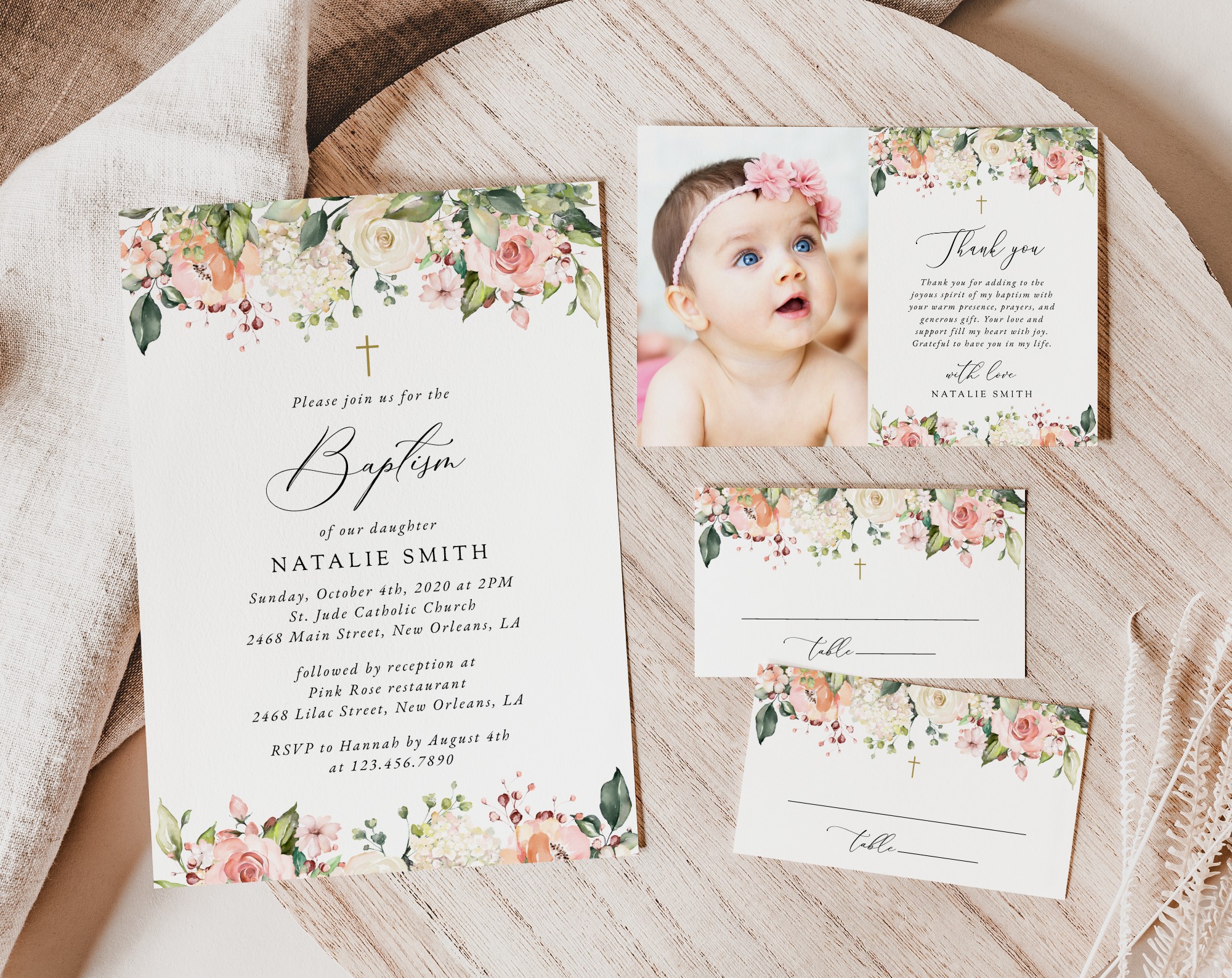 SH156 Pink, Orange and White Flowers Baptism Shop by Collection SH156 Pink, Orange and White Flowers Baptism Shop by Collection