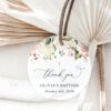 Pink, Orange and White Flowers Baptism Favor Tags, Gift Tags, Printable File, Edit Yourself, SH156