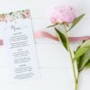 Pink, Orange and White Flowers Menu, Baptism, First Holy Communion, Printable File, Edit Yourself, SH156 SH157