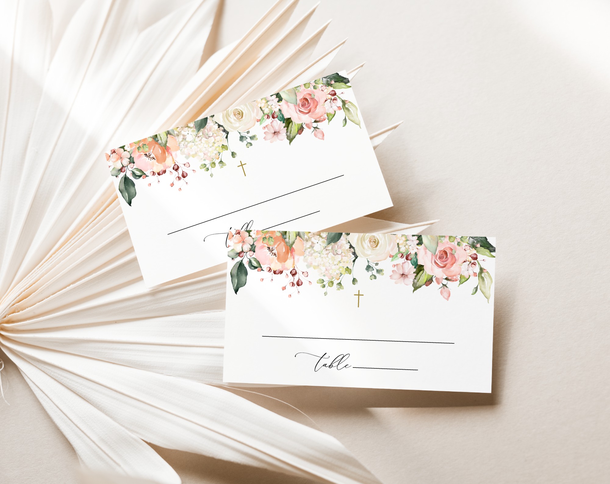 Pink, Orange and White Flowers Place Card, Baptism, First Holy Communion, Printable File, Edit Yourself, SH156 SH157 Pink, Orange and White Flowers Place Card, Baptism, First Holy Communion, Printable File, Edit Yourself, SH156 SH157