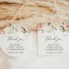 Pink, Orange and White Flowers First Holy Communion Favor Tags, Gift Tags, Printable File, Edit Yourself, SH157