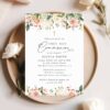 Pink, Orange and White Flowers First Holy Communion Invitation, Printable File, Edit Yourself, SH157