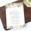 Pink, Orange and White Flowers First Holy Communion Invitation, Printable File, Edit Yourself, SH157