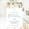 Pink, Orange and White Flowers Welcome Sign, First Holy Communion Sign, Printable File, Edit Yourself, SH157