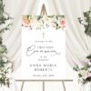 Pink, Orange and White Flowers Welcome Sign, First Holy Communion Sign, Printable File, Edit Yourself, SH157