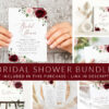 Burgundy and Blush Flowers Bridal Shower Mini Bundle, Printable File, Edit Yourself, SH158 Burgundy and Blush Flowers Bridal Shower Mini Bundle, Printable File, Edit Yourself, SH158