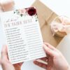 Burgundy and Blush Flowers Bridal Shower Games, Set of 3 Games, Printable File, Edit Yourself, SH158 Burgundy and Blush Flowers Bridal Shower Games, Set of 3 Games, Printable File, Edit Yourself, SH158