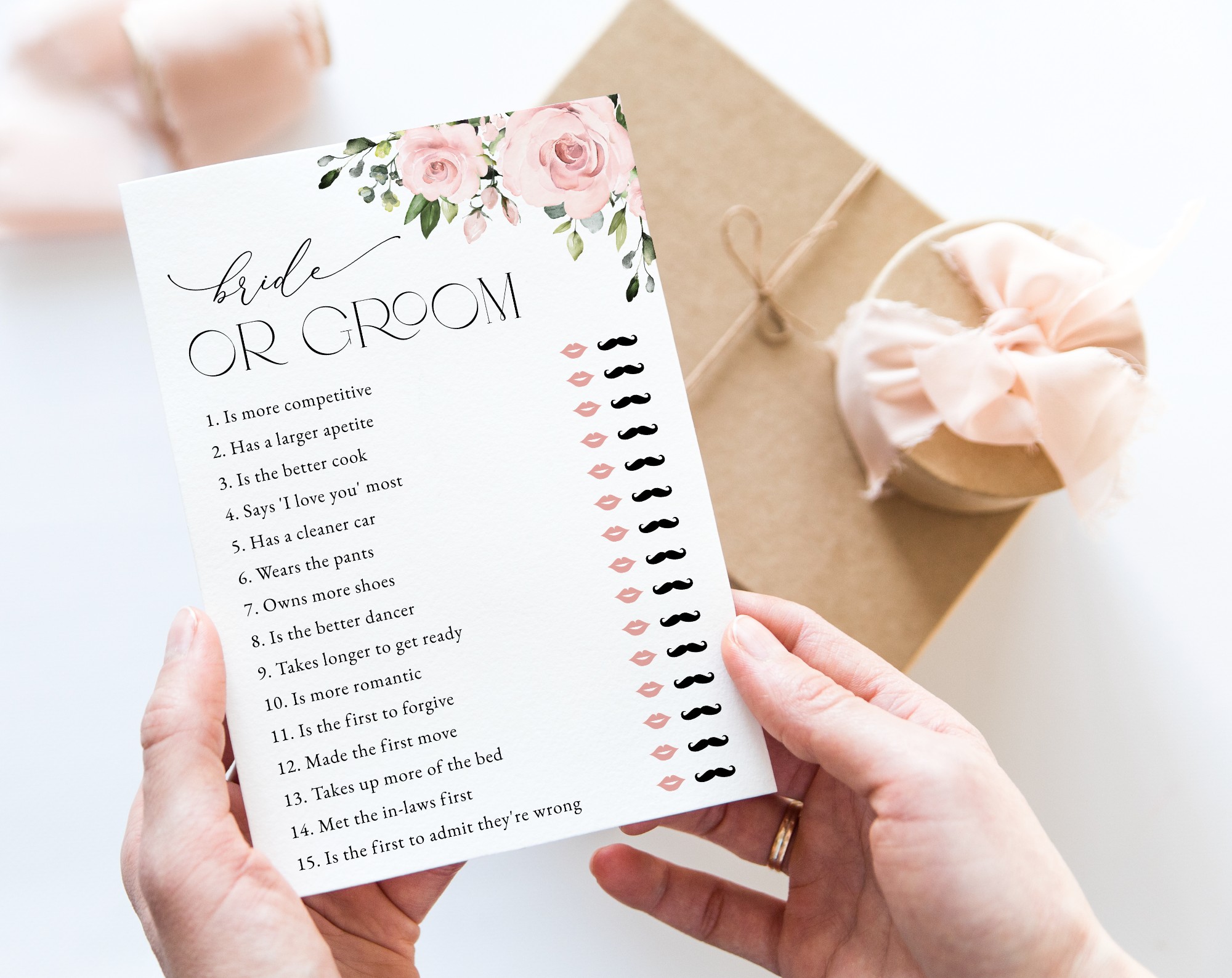 Blush Flowers Bridal Shower Games, Set of 3 Games, Printable File, Edit Yourself, SH159