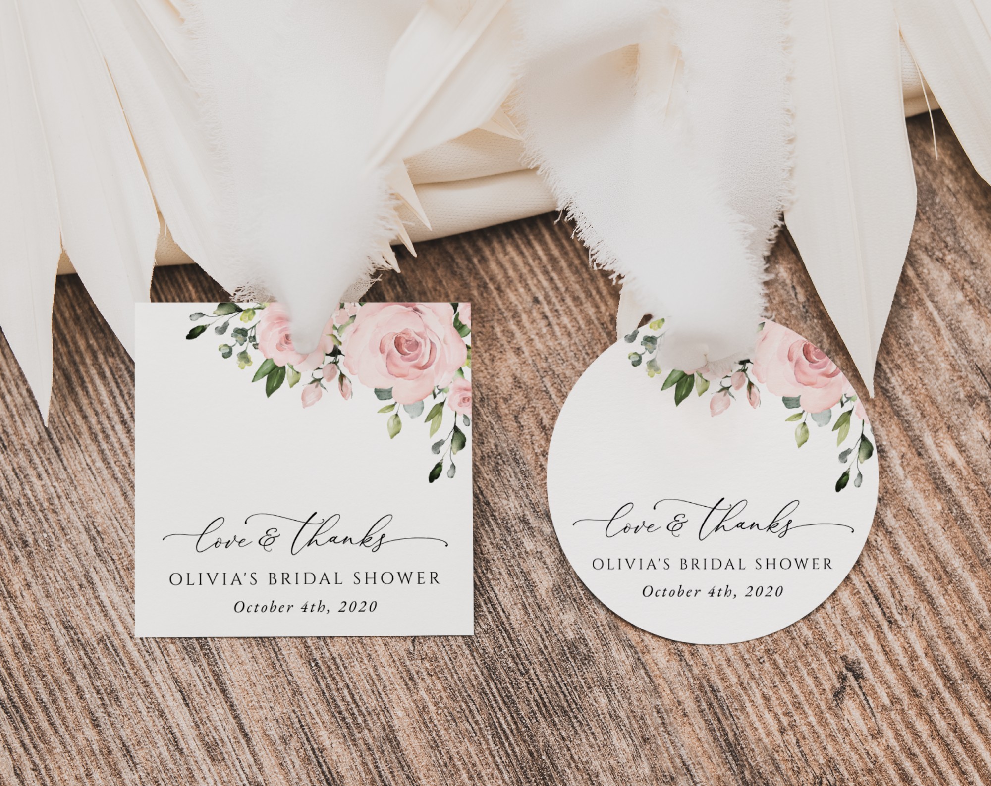 Blush Flowers Favor Tags, Gift Tags, Bridal Shower, Printable File, Edit Yourself, SH159 Blush Flowers Favor Tags, Gift Tags, Bridal Shower, Printable File, Edit Yourself, SH159