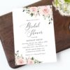 Blush Flowers Bridal Shower Invitation, Bridal Stationery, Printable File, Edit Yourself, SH159 Blush Flowers Bridal Shower Invitation, Bridal Stationery, Printable File, Edit Yourself, SH159