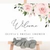 Blush Flowers Welcome Sign, Bridal Shower Sign, Printable File, Edit Yourself, SH159